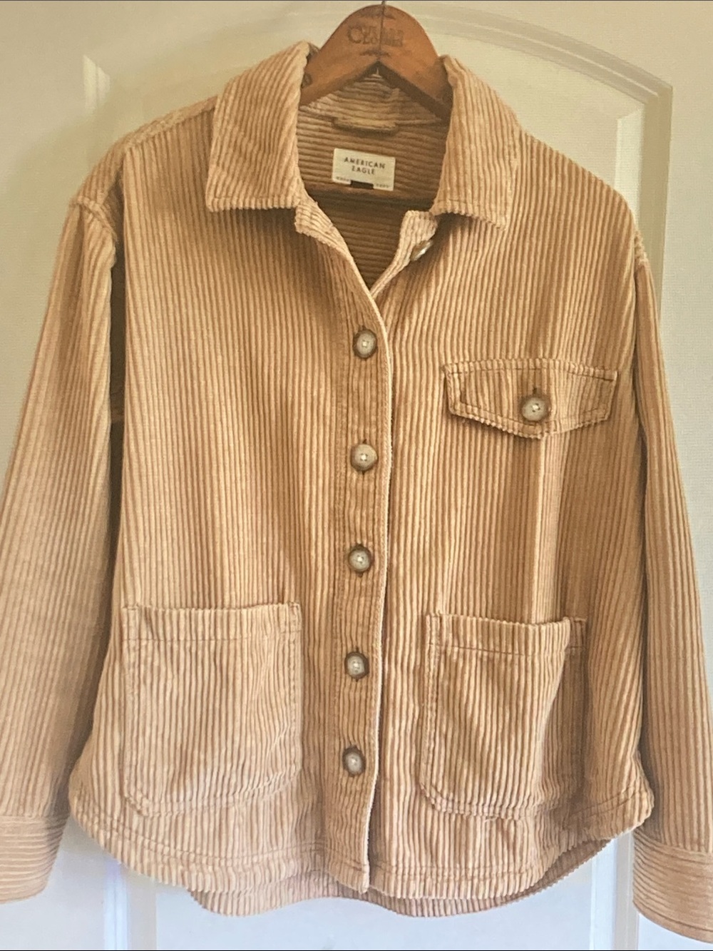 American Eagle Outfitters Tan Corduroy Utility Jacket
